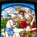 Battesimo di Gesu, autore ignoto, vetrata istoriata, 1939